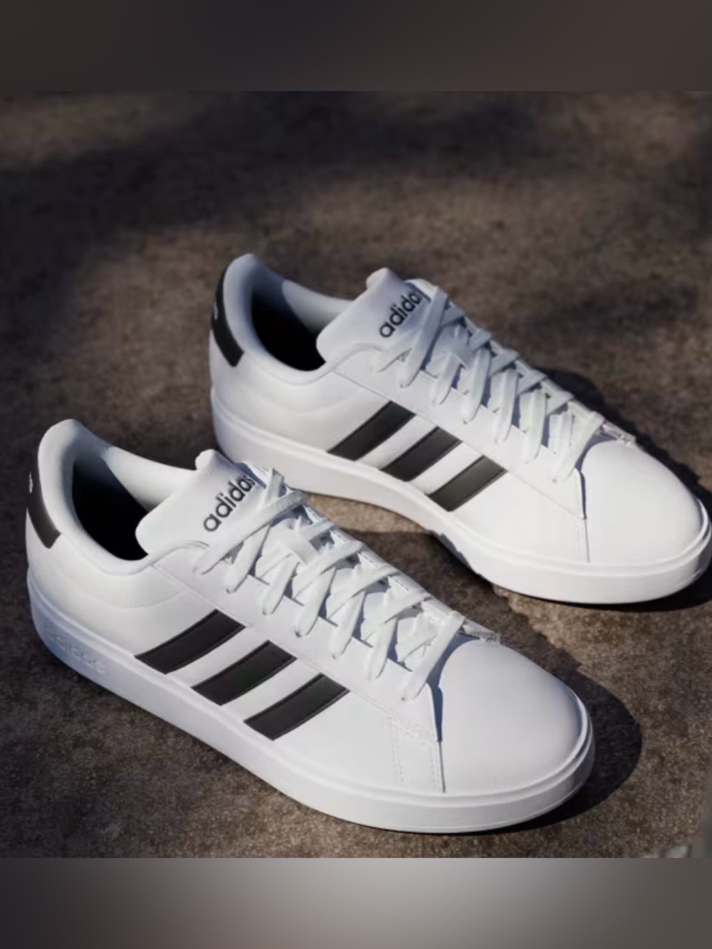 adidas White Sneakers with Black Three-Stripes